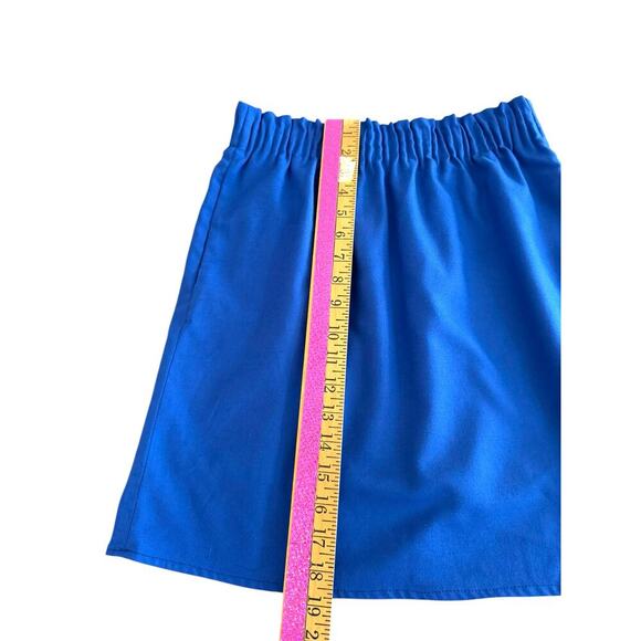 J.Crew Royal Blue Mini Skirt Size 4 Wool Blend Elastic Waist Pull-On Lined - Picture 3 of 8